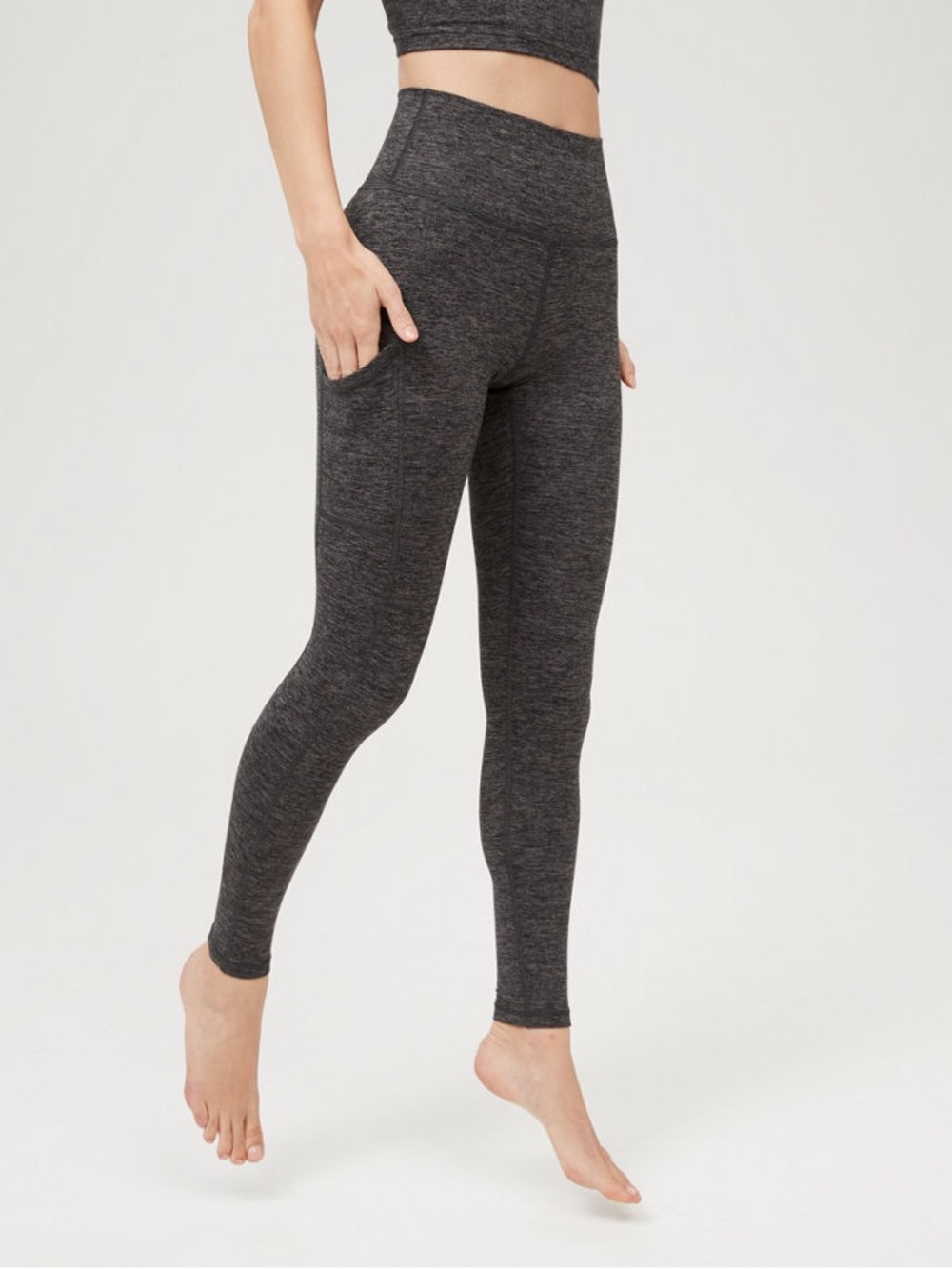 Aerie Brown high waisted Hugger leggings size large Side pockets